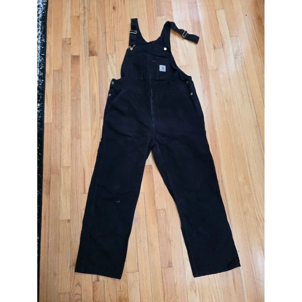 Carhartt Black Bib Overalls 36x30 Missing A Hook WIP Work In Progress